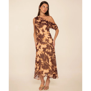 Vestido midi asimétrico estampado