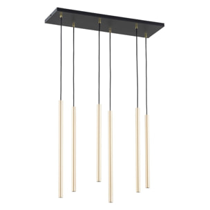 Lampada a sospensione Selter in acciaio nero e oro