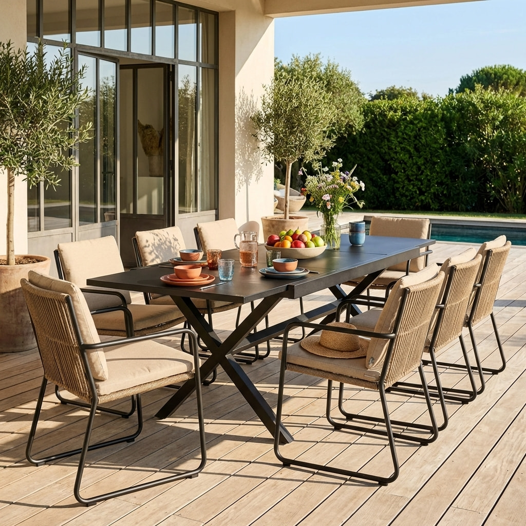 Table de jardin extensible aluminium 8 places VENTURA