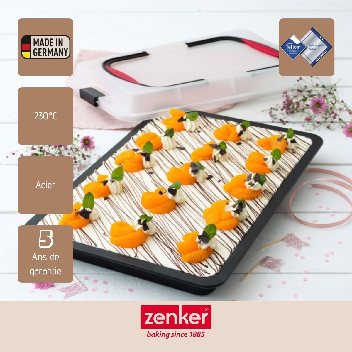Ensemble de 2 Plaques de cuisson 42 x 29 cm avec couvercle Zenker Special To Go