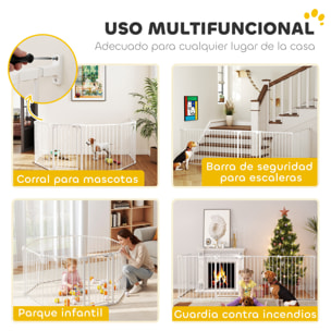 Barrera para Perros Plegable, 366x75 cm, Valla para Mascotas de 6 Paneles, Puerta con Cierre Doble, Barrera de Seguridad para Niños, Perros Pequeños y Medianos, para Escalera, Pasillo, Blanco