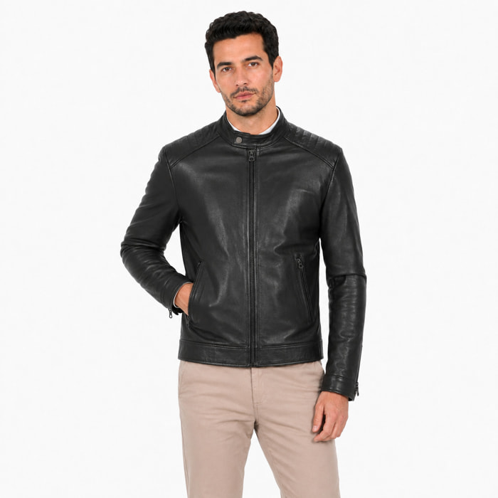 Giubbino in vera pelle di vitello Nero