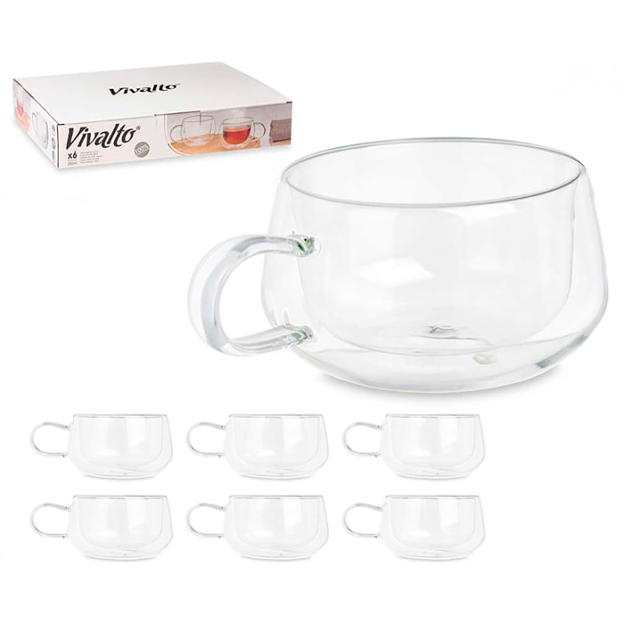 CONFEZIONE DA 6 TAZZE DA TÈ A DOPPIA PARETE IN BOROSILICATO 280 ML