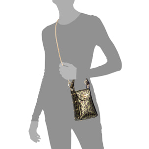 Alviano bolso de mano mujer. Piel auténtica Gamuza con estampado animal print leopardo lacada brillante.