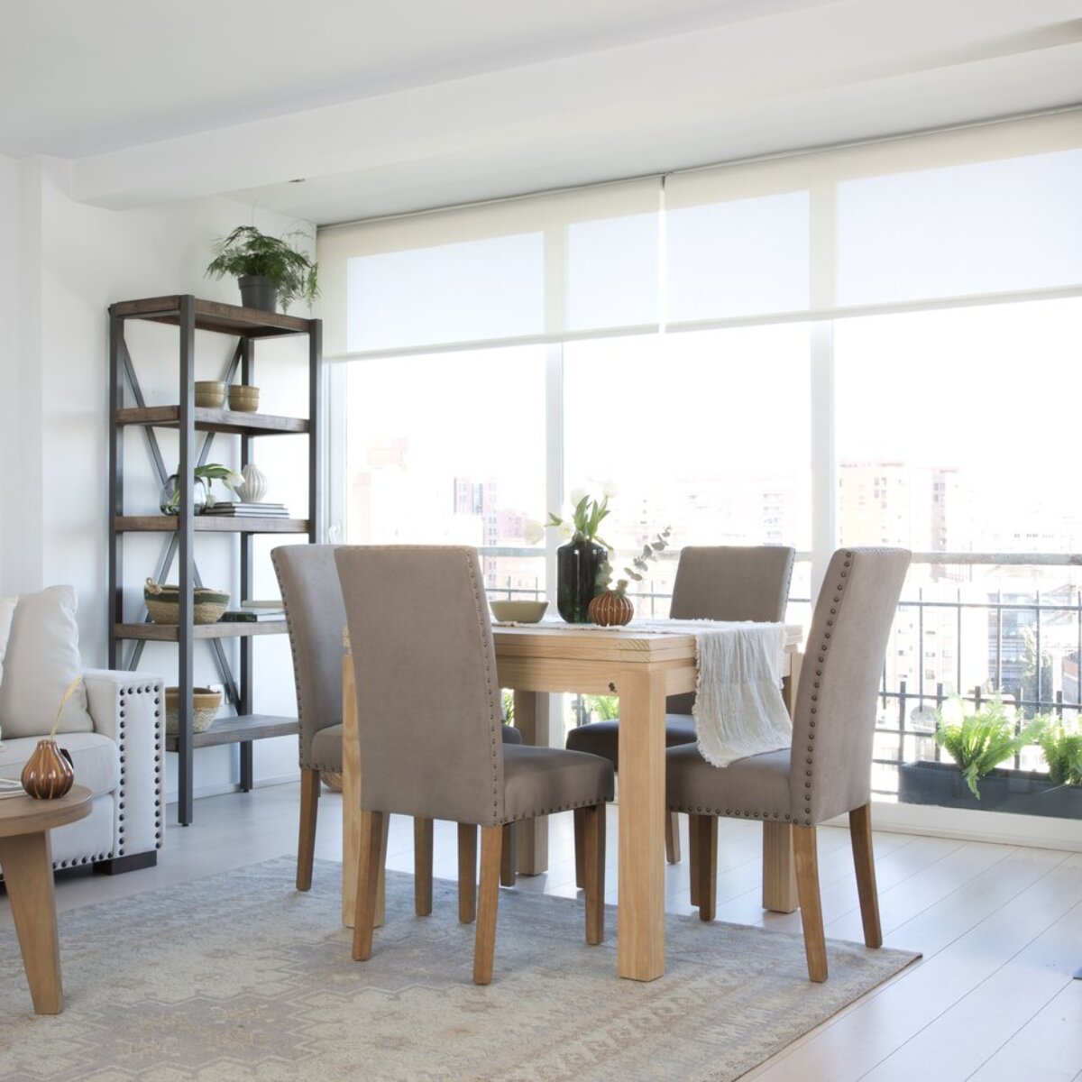 Table à manger extensible Blay -bois massif et placage naturel de mindi-couleur naturel 90 x 78 x 90 cm