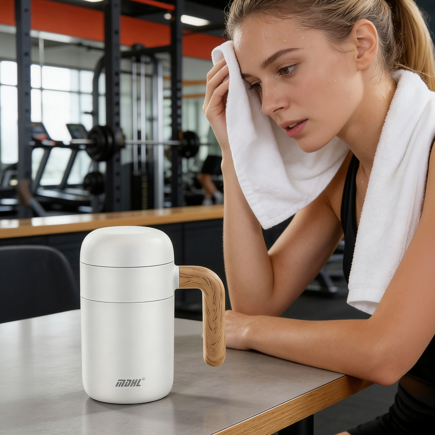Taza mezcladora MD-057 de 370 ml, interior en acero inoxidable 304 con hélice mezcladora magnética y extraíble.