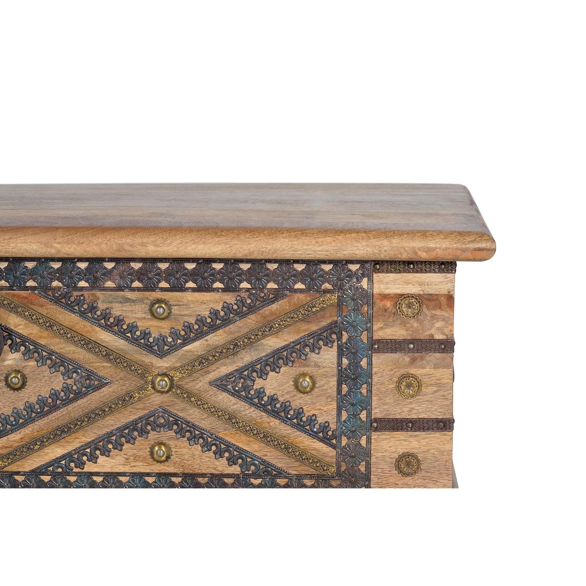 Baúl - madera de mango y detalles en metal - 46x116x40cm