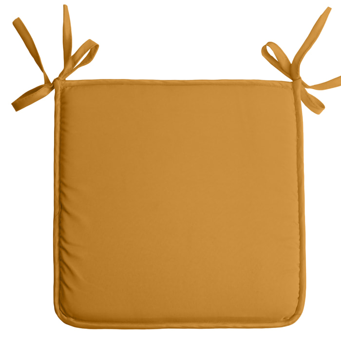 Galette de chaise unie aux multiples couleurs - Jaune Curry