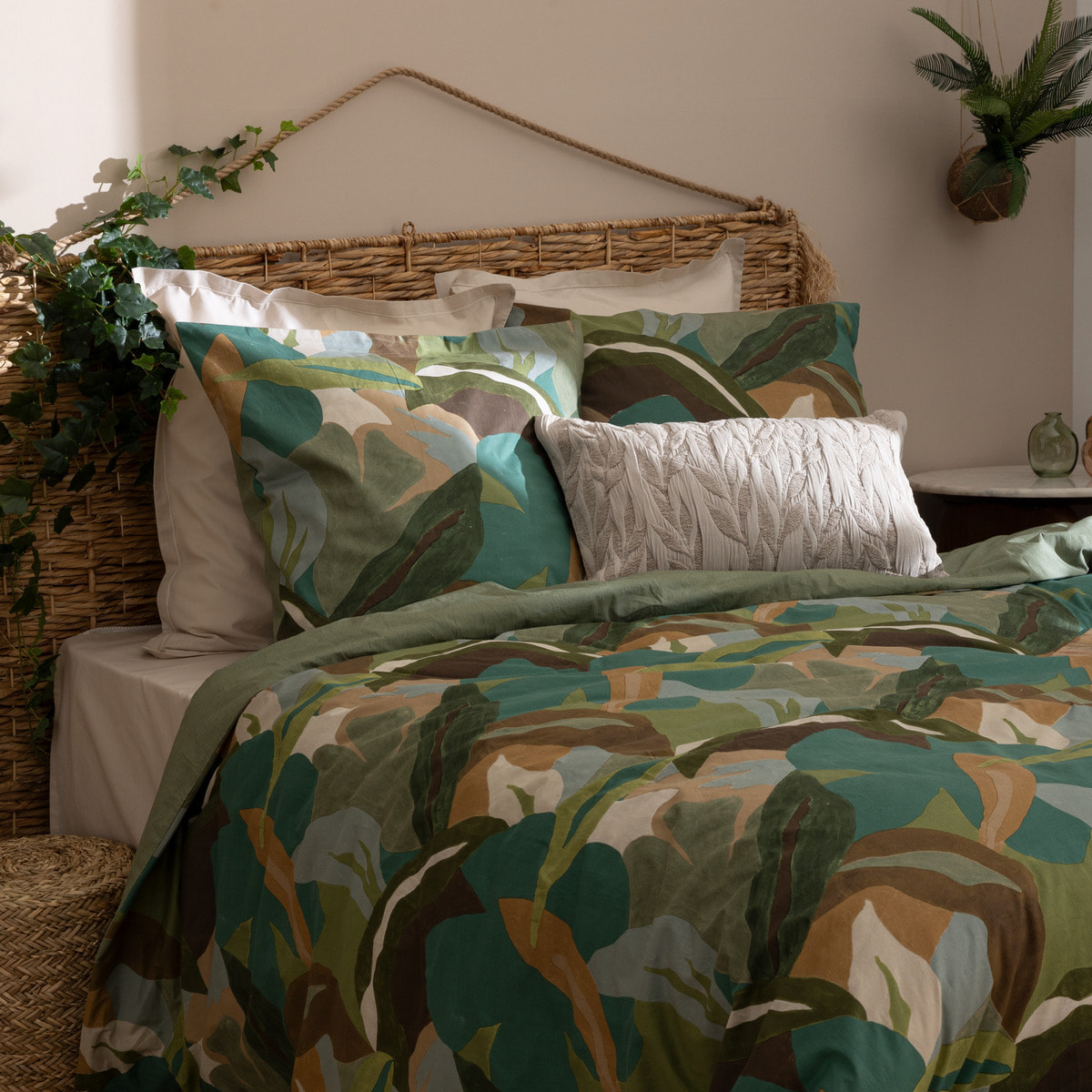 Tête de lit "Ori" - métal et jacinthe - H110 cm