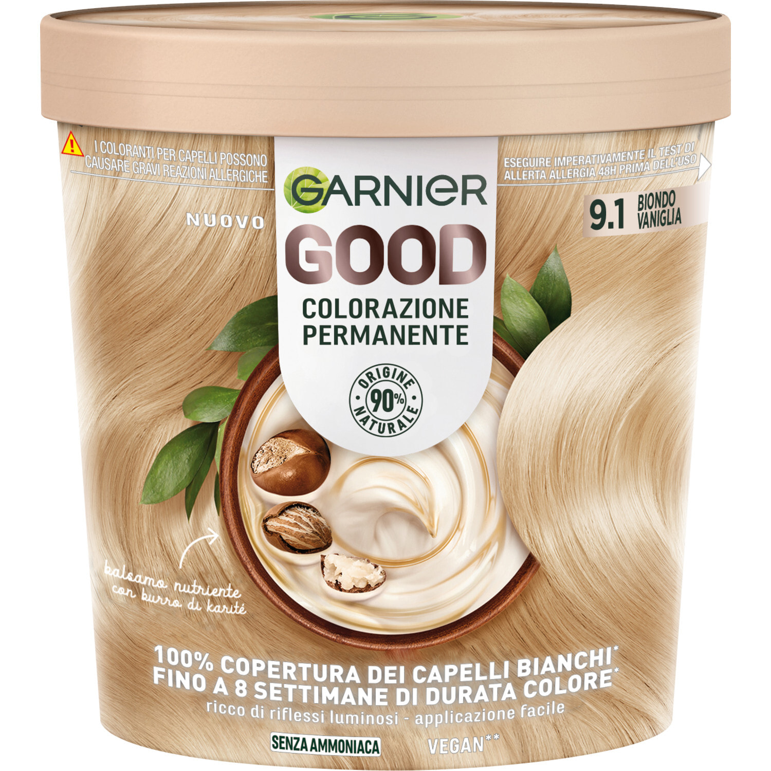 Tinta Capelli 9.1 Biondo Vaniglia Colorazione Permanente Good Senza Ammoniaca con Balsamo Nutriente
