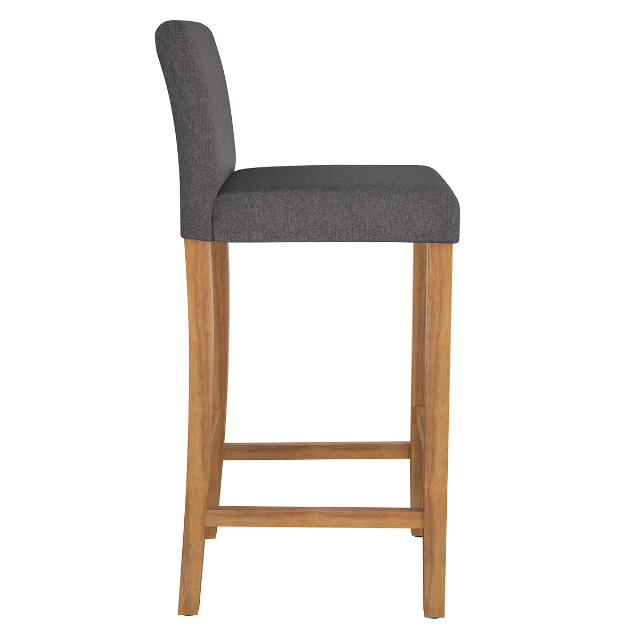 Lot de 2 chaises de bar en tissu gris foncé et pieds en bois 75 cm - Havane
