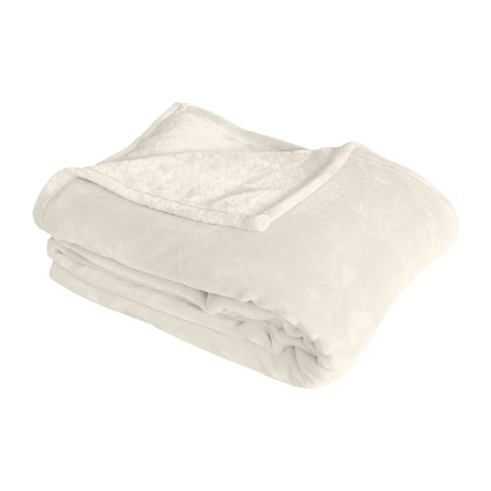 Couverture unie en molleton - Ecru
