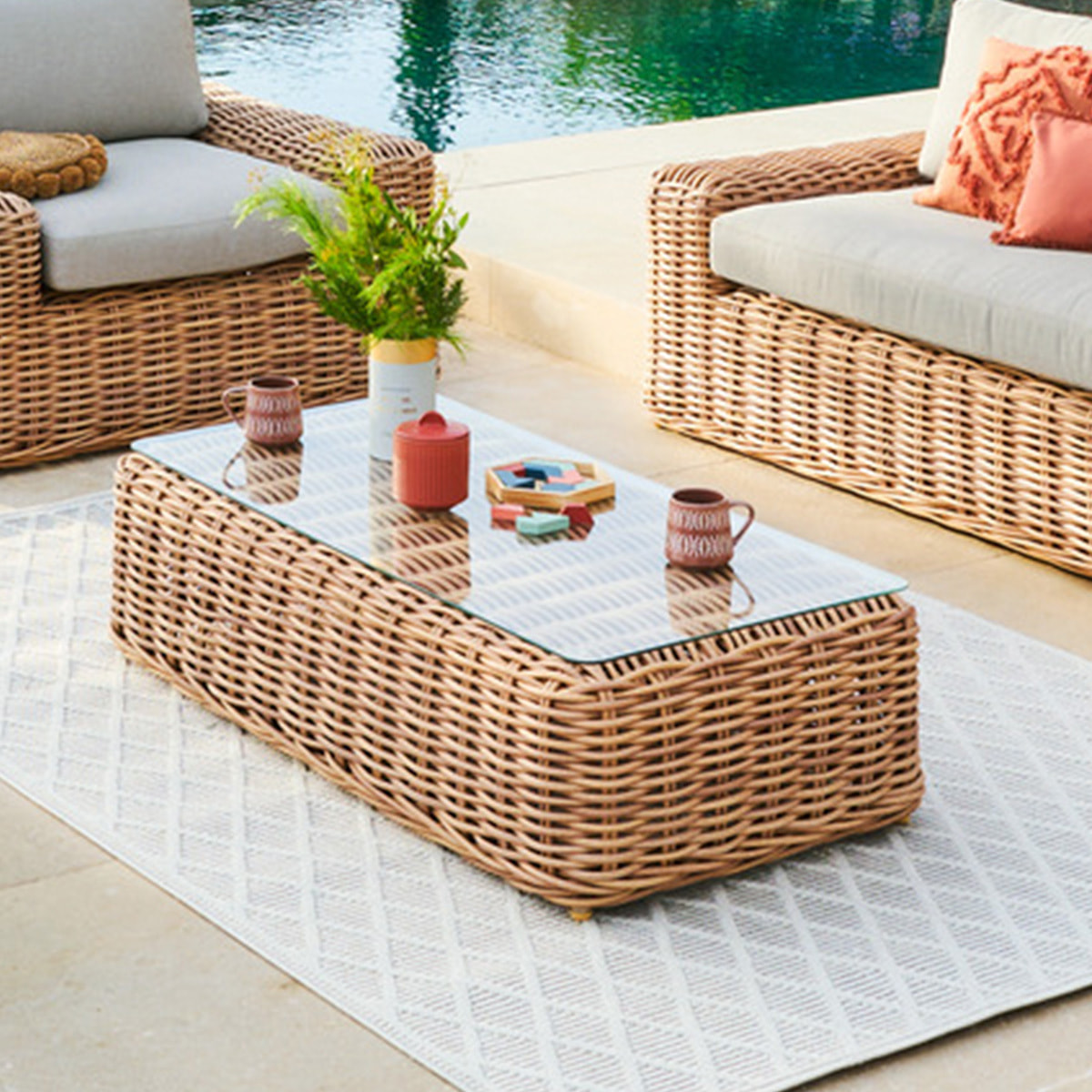 Table basse de jardin rectangulaire Savinia Tahi