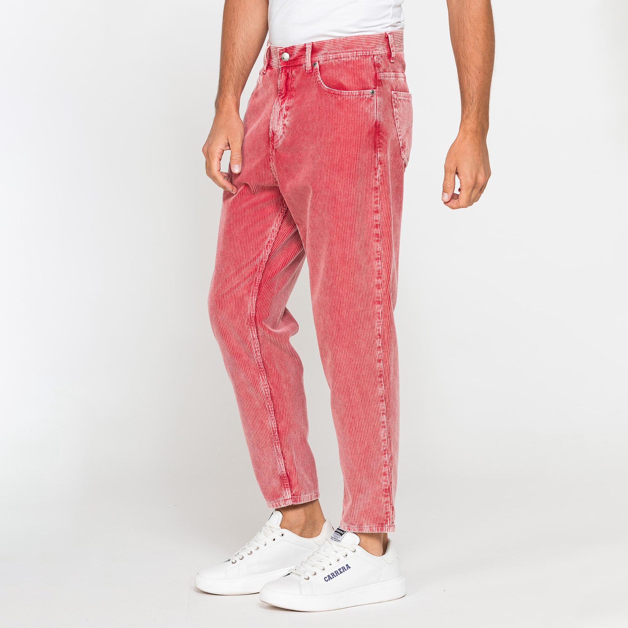 PANTALONE 5 TASCHE IN VELLUTO EFFETTO ACID WASH