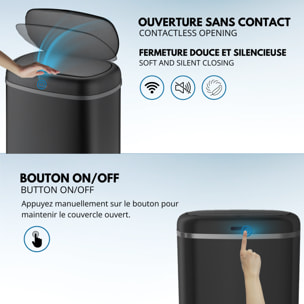 Poubelle automatique inox LOGAN noir 58L