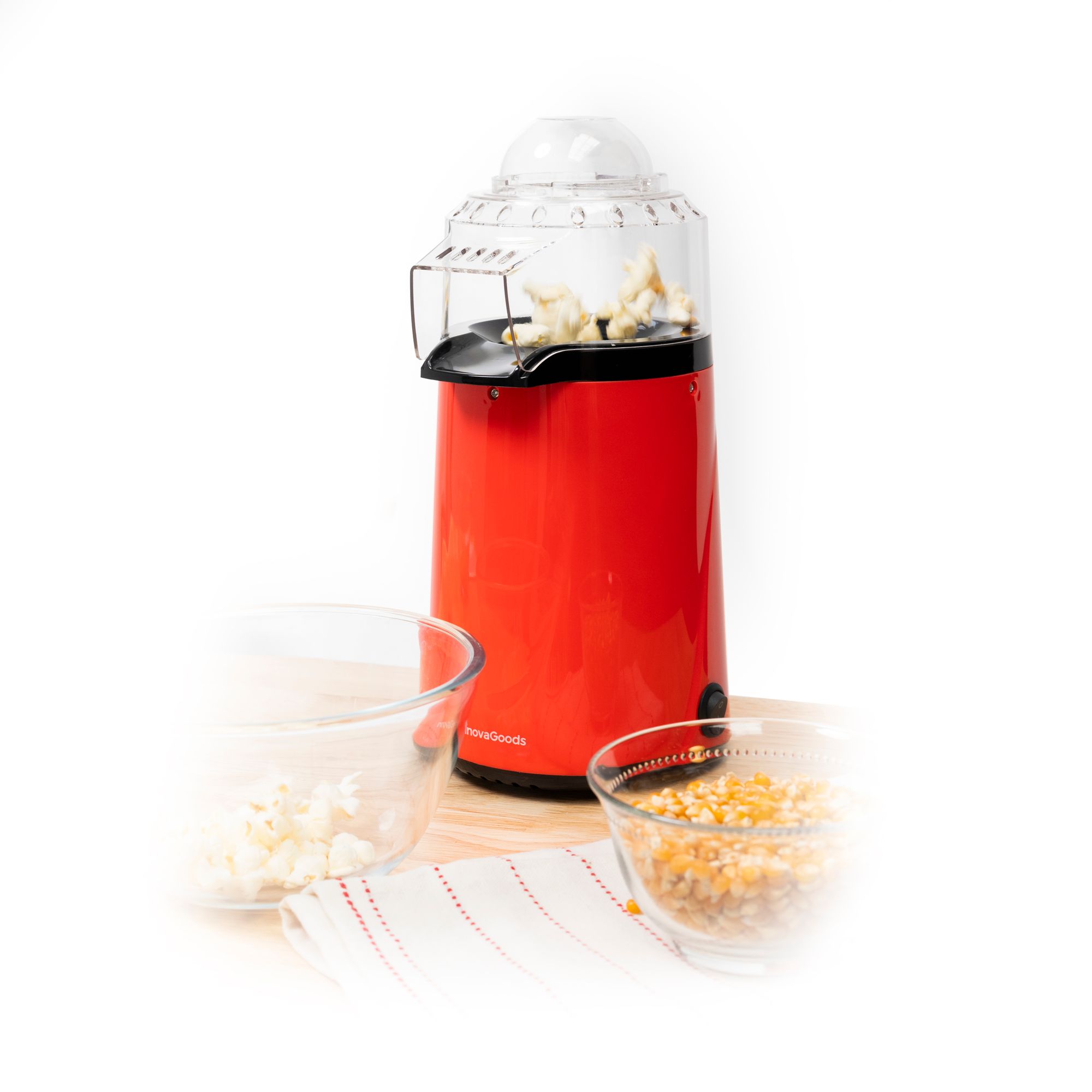Popmar macchina per popcorn ad aria calda - rosso - 15x26x14,5 cm