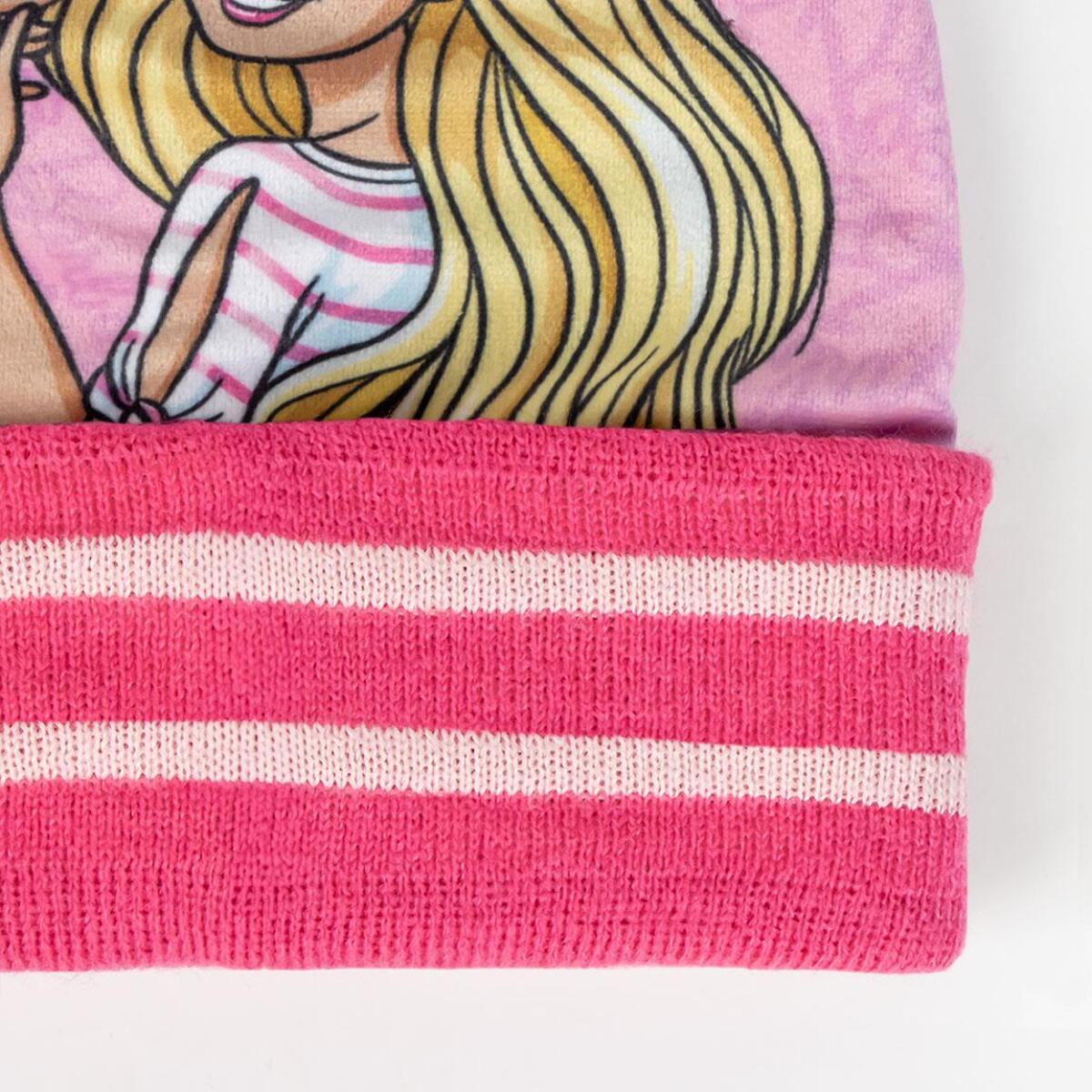 Conjunto gorro, guantes y tubo de cuello infantil "Barbie"