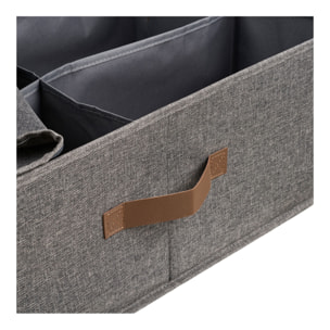 Scatola portaoggetti Noto in tessuto grigio scuro con coperchio e manico 56×47×18 cm