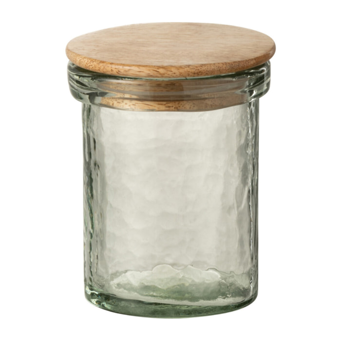 J-Line Pot Couvercle Verre/Bois Transparent