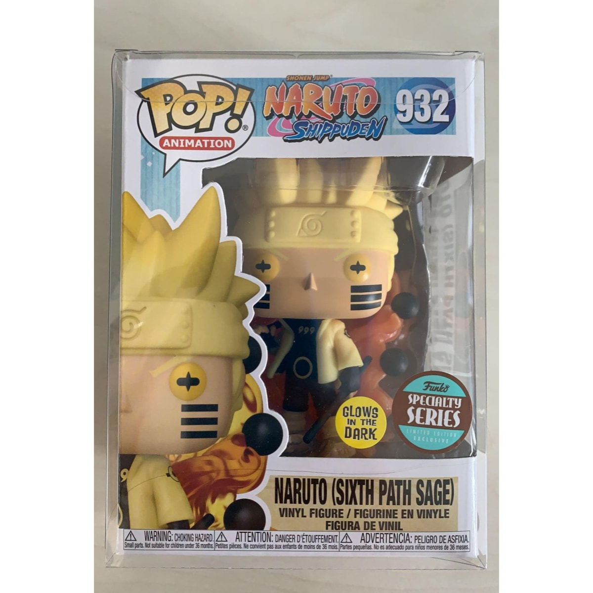 Naruto Shippuden Funko POP Vinile Figura Naruto Six Path Sage Luminoso 9 cm