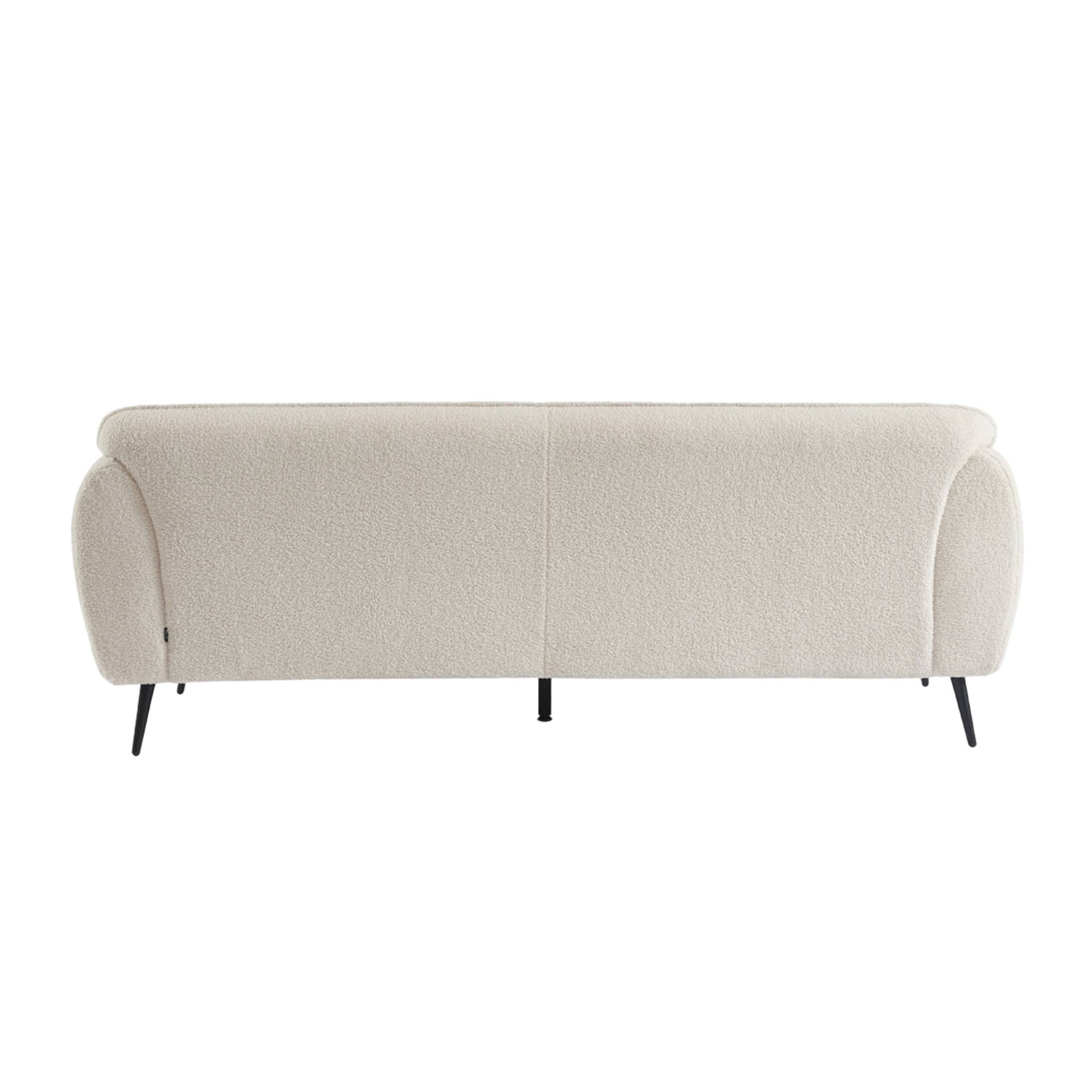 Canapé 3 places tissu bouclette crème et pieds métal noir
