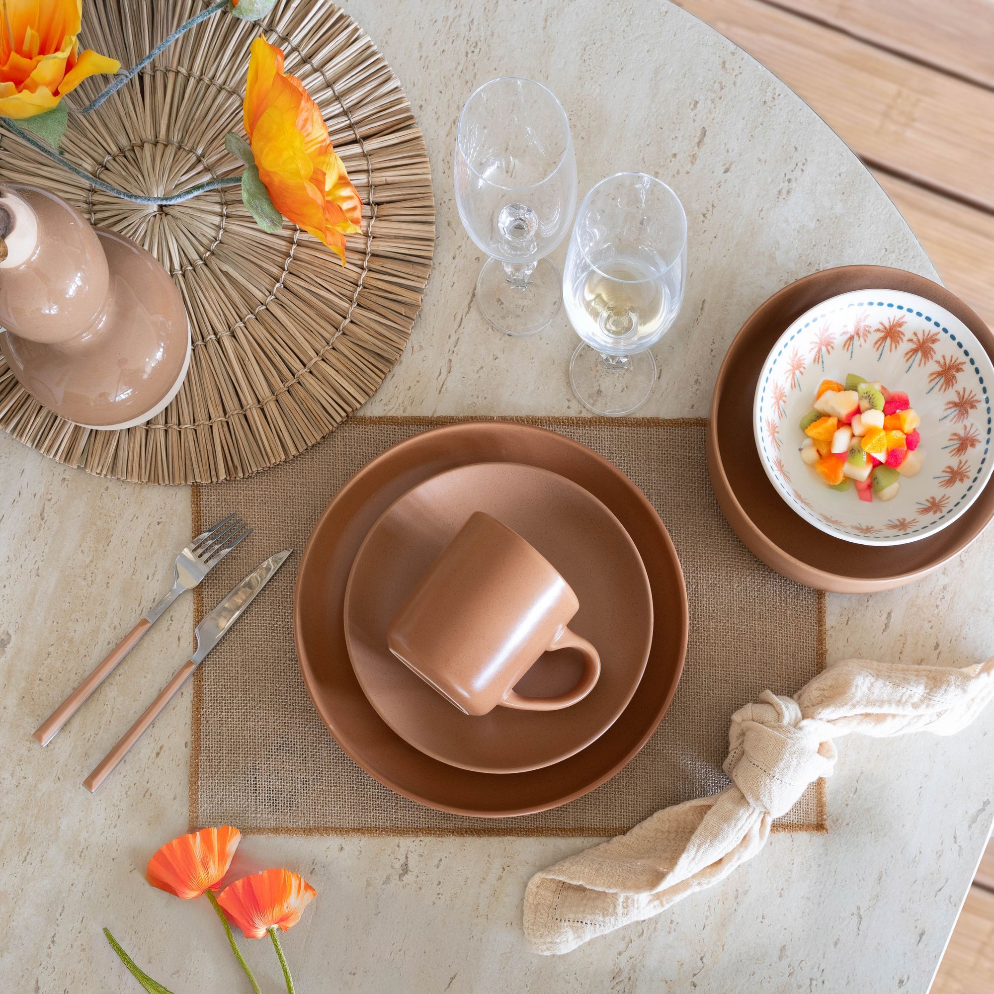 Lot de 6 mugs 38cl en grès marron ARITA