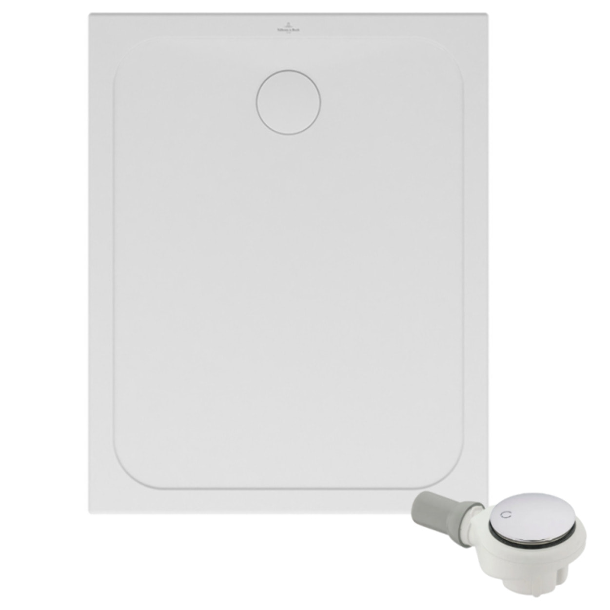 Receveur de douche antidérapant 100 x 80 Lifetime Plus céramique blanc + Bonde chromé