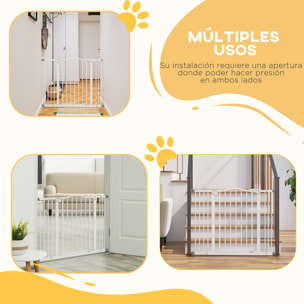 Barrera para Perros Puerta para Perros con Ancho Ajustable 74-100 cm Barrera de Seguridad para Perros con 2 Extensiones para Escaleras y Puertas Blanco