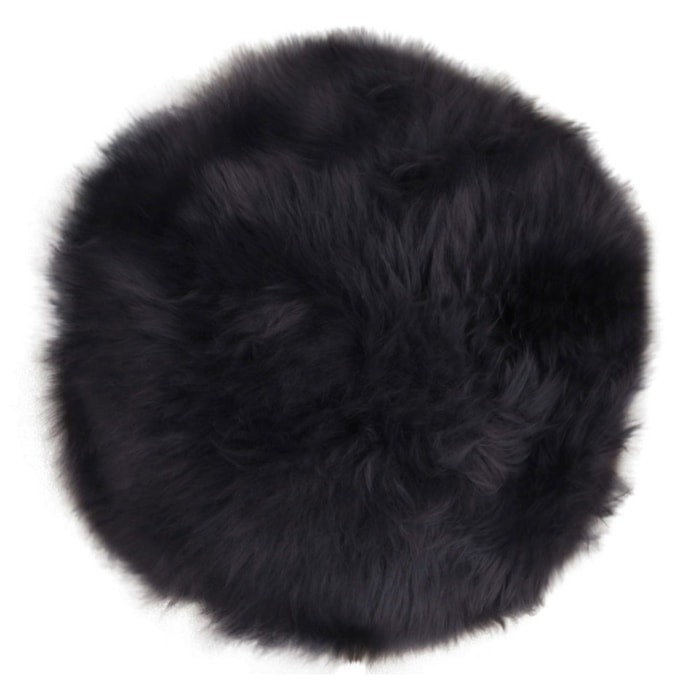 Cuscino per sedia in pelle di agnello nero ø35 cm
