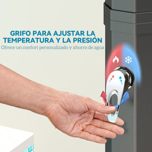 Ducha de Jardín Solar 35 L Ducha Solar Exterior con 2 Cabezales Giratorios Grifos de Pies y Agua Caliente Máximo 55 °C para Piscina Camping Patio 73x18x217 cm Negro