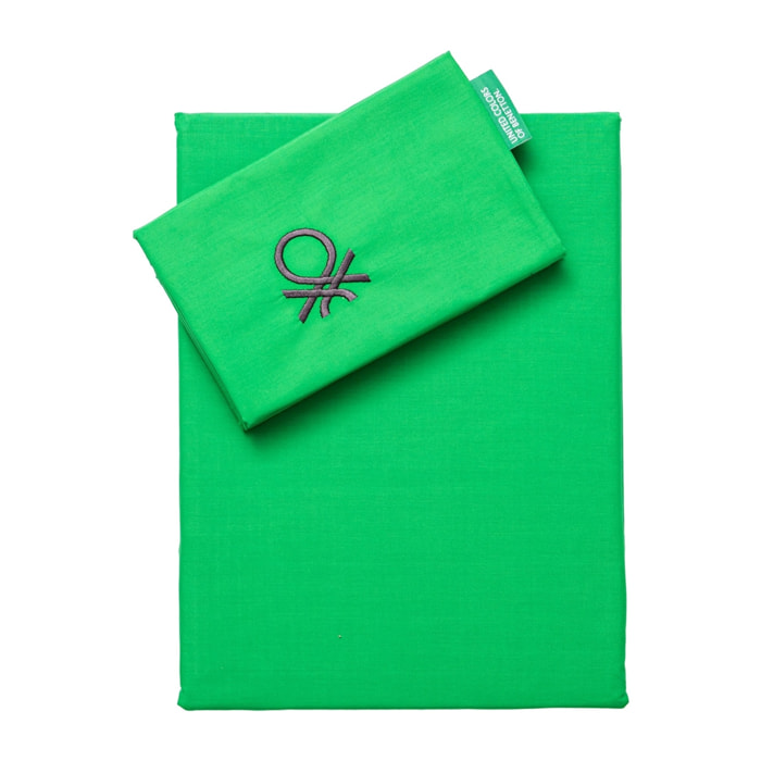 Set 2pc cama (funda nórdica 135x200cm + funda de almohada 80x80cm) 200tc 100% algodón verde y gris neutral be