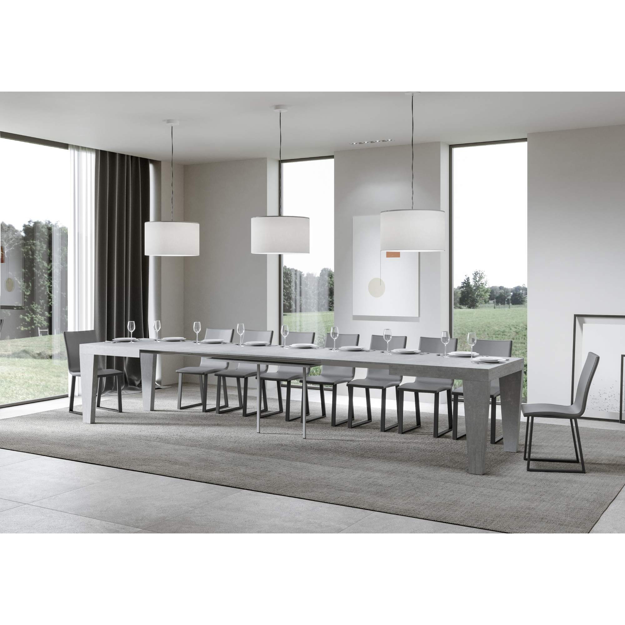 Table extensible 90x140/400 cm Spimbo Gris Béton