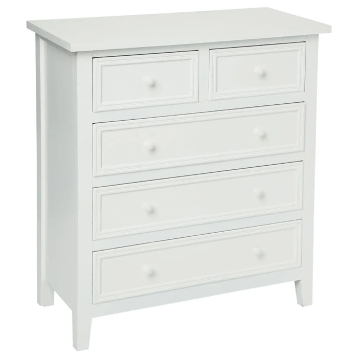 Chiffonnier "Charme" blanc 5 tiroirs