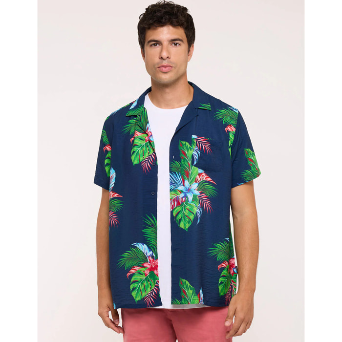 Camisa Manga Corta Azul Marino - Cattaneo
