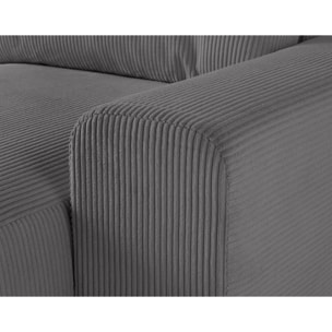 Garance - canapé modulable d'angle gauche - 8 places - en velours côtelé - Gris foncé