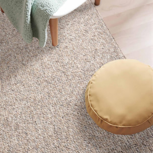 Tapis salon, motif faux uni, poils ras, look chaleureux, entretien