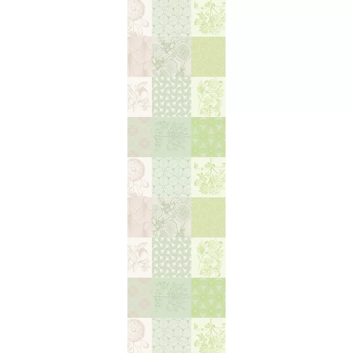 Chemin de table pur coton motif jacquard beige vert Mille parfums verde
