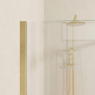 Paroi de Retour 80x200 cm - Finition Or Doré Brossé - Verre Trempé 6 mm