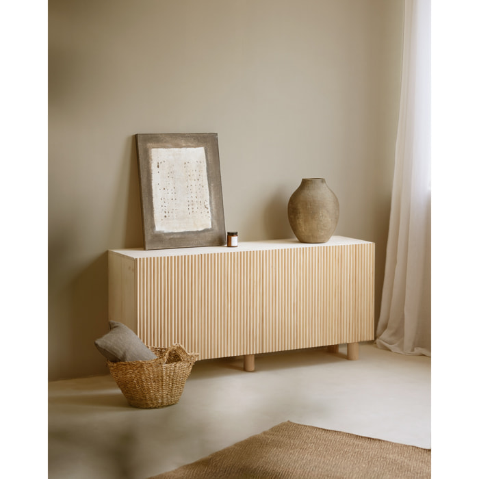 Buffet en bois de sapin et pin en ton naturel 152x42cm Hauteur: 71 Longueur: 152 Largeur: 42