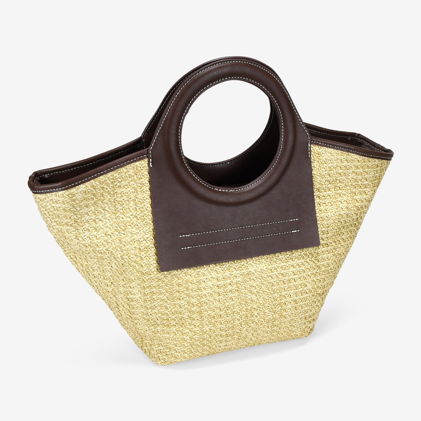 Bolso de mano beige con asas redondas