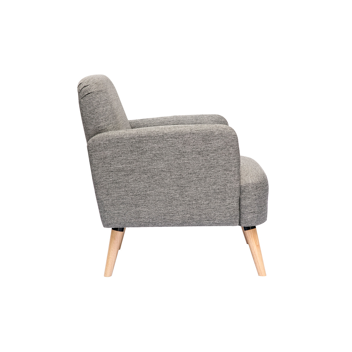 Fauteuil scandinave en tissu gris clair et bois clair ISKO