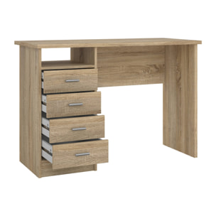 Scrivania Appollo, Scrittoio multiuso, Tavolo per ufficio porta PC, Piano di lavoro, 110x49 h76 cm, Quercia