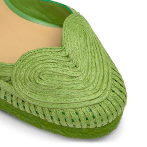Alpargata Cacia cuña de yute tintada en rafia trenzada con forma de corazón
