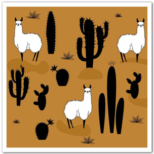 Affiche illustration lama et cactus Affiche seule