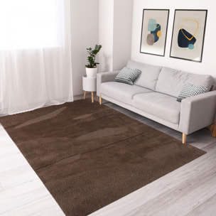 Tapis salon et chambre fait à la main en laine motif faux uni ZAKA