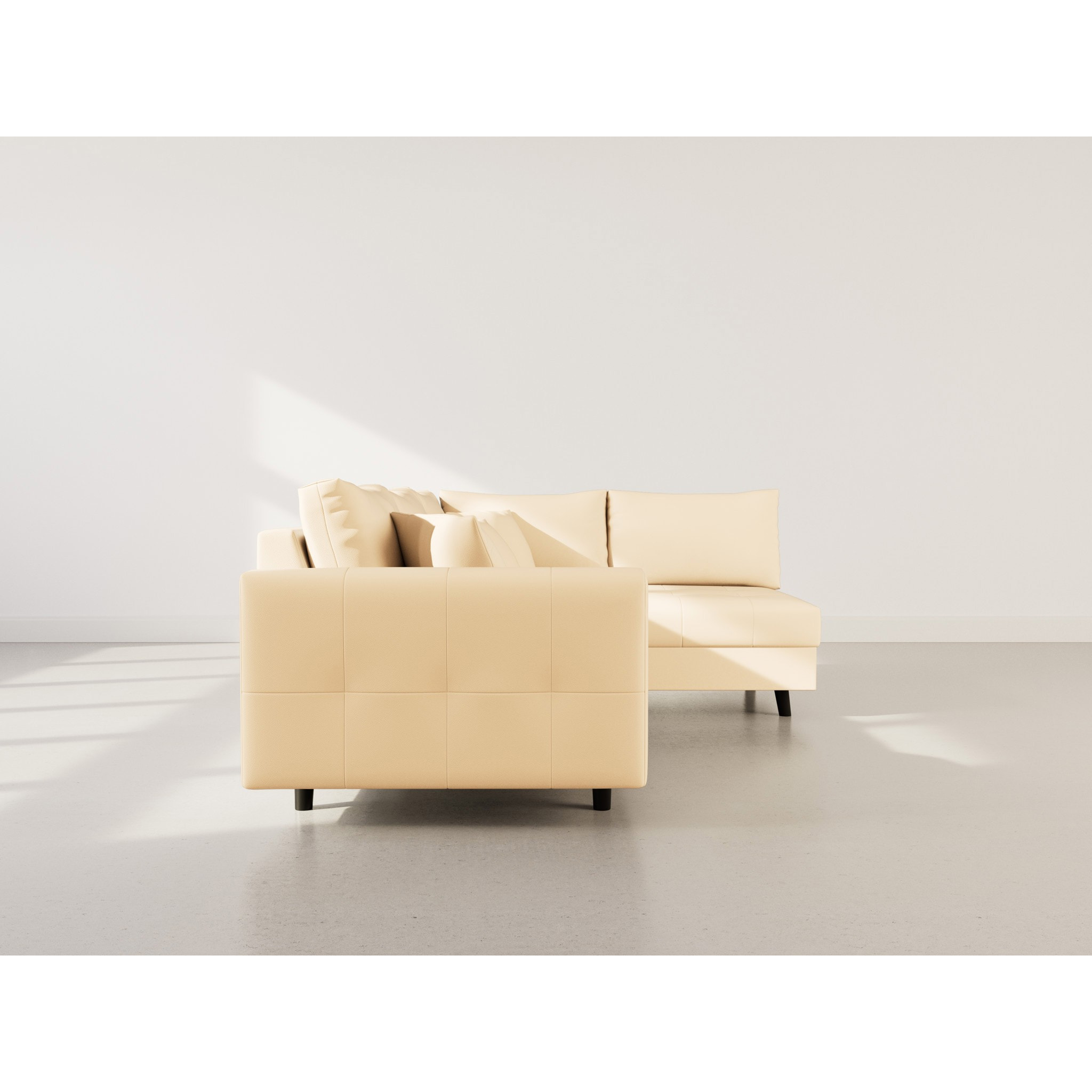 Rune - canapé d'angle droit 4 places en simili - Beige