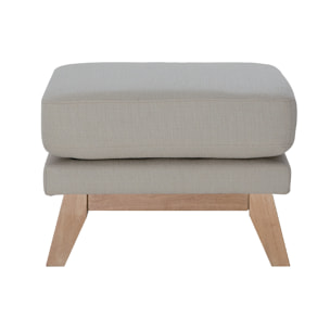 Pouf repose-pieds déhoussable scandinave en tissu beige et bois clair OSLO