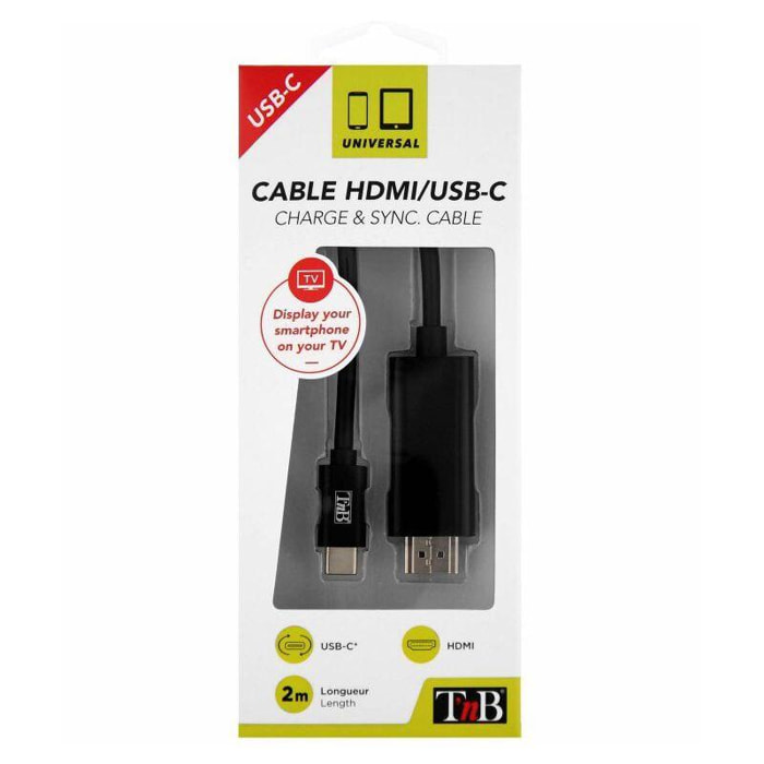 Câble HDMI TNB vers USB-C - 2M noir