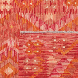 Tapis kilim, motif géométrique artisanal, tissé plat, LENE