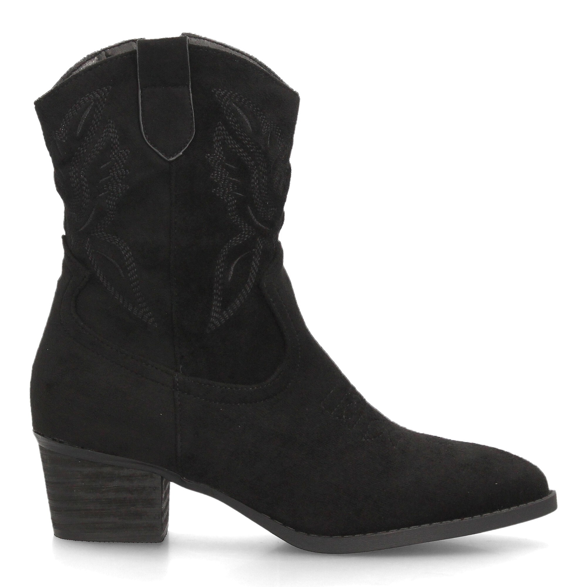 Botas cowboy bordadas con tacón ancho para mujer